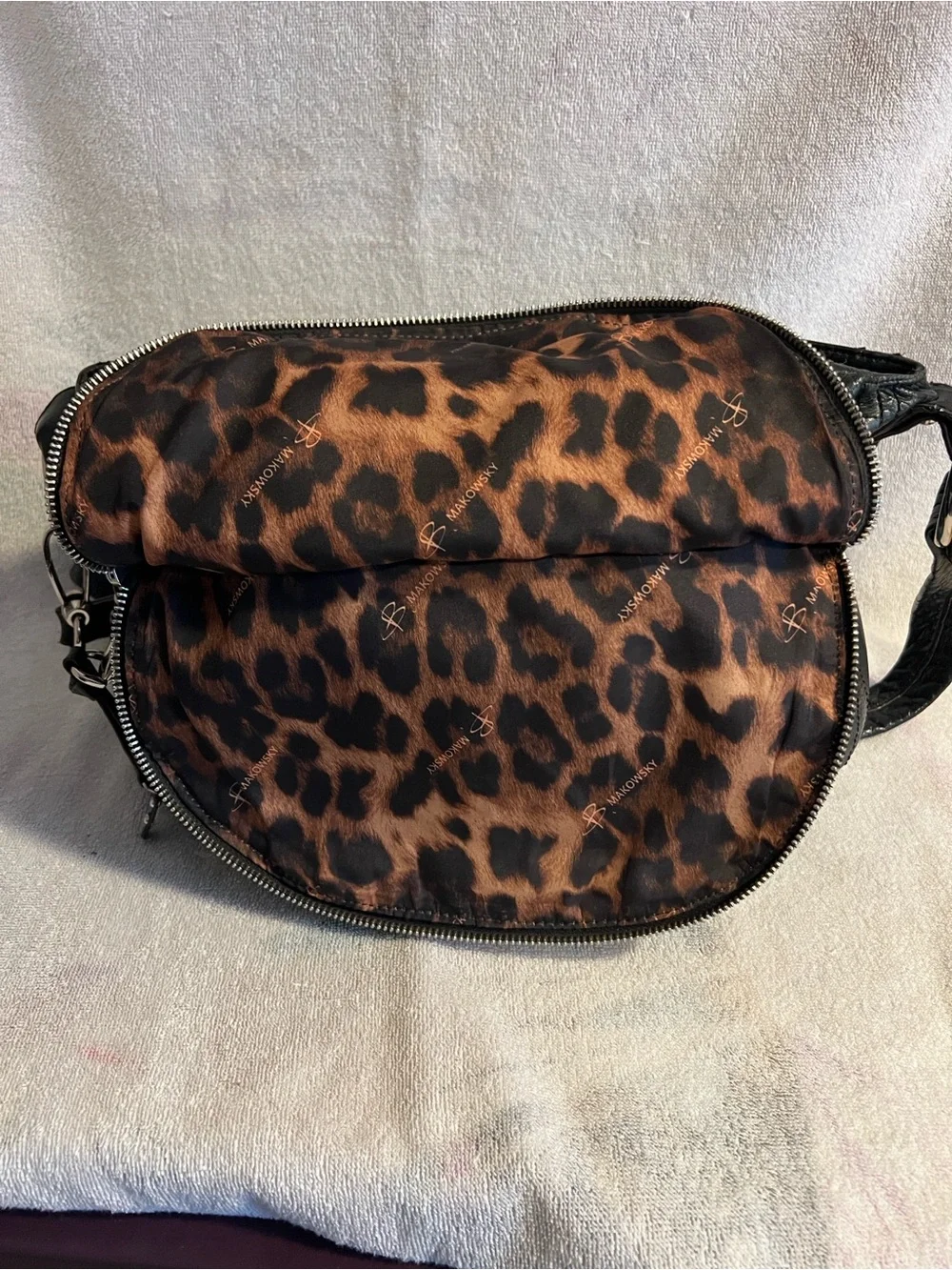 b. makowsky Black Leather Messenger Bag